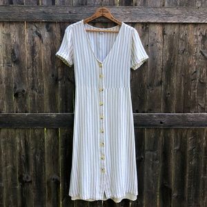 White and Blue Empire Waist Garden Party Dress